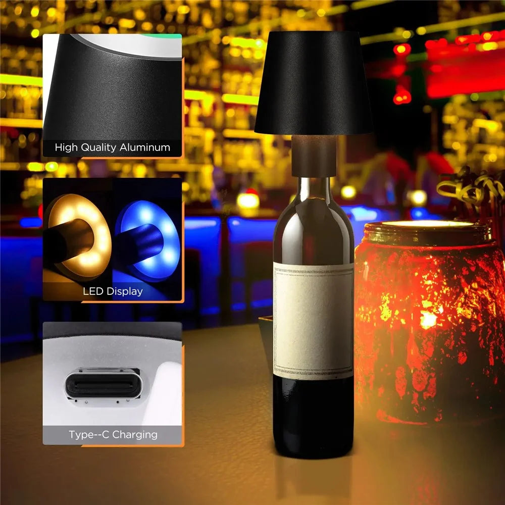 WY22519 Rechargeable RGB LED Lamp Portable Desk Light Bar Party Touch Control Wine Bottle Light - Black - 2