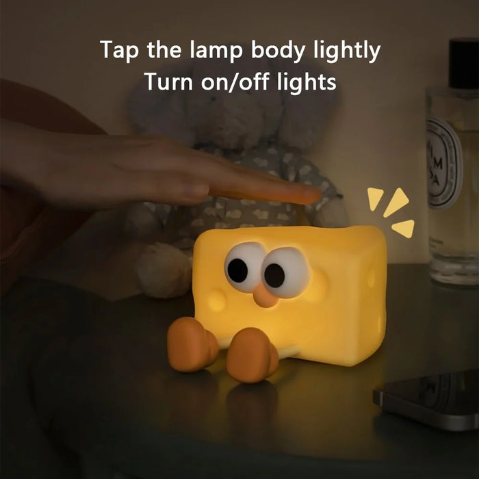 L54 Cute Cheese Silicone Touch Night Lamp Bedside Lamp Bedroom Decoration USB Rechargeable LED Light - 3