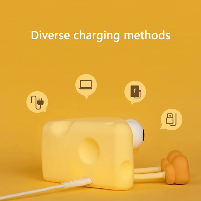 L54 Cute Cheese Silicone Touch Night Lamp Bedside Lamp Bedroom Decoration USB Rechargeable LED Light - 7