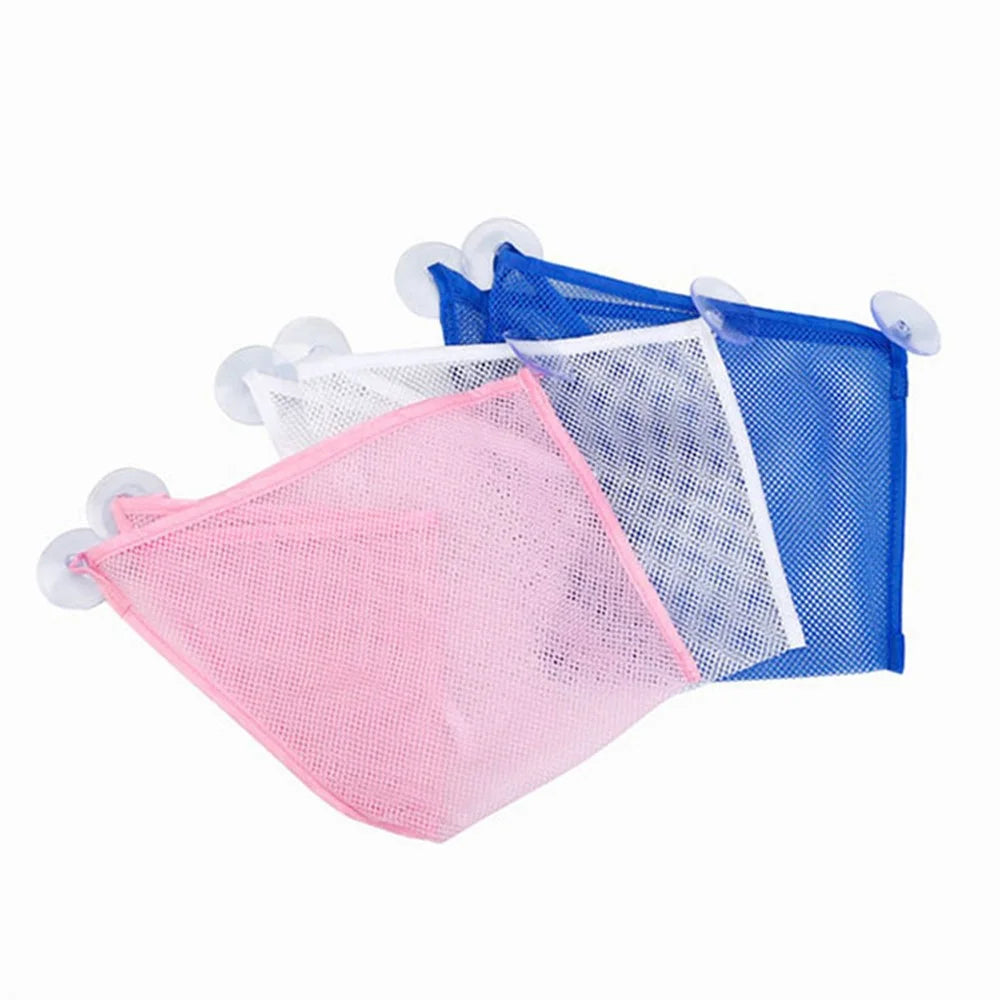 Non-woven Fabric Bath Toy Organizer with Suction Cups Wall Corner Shower Triangle Net Bag - Pink - 4