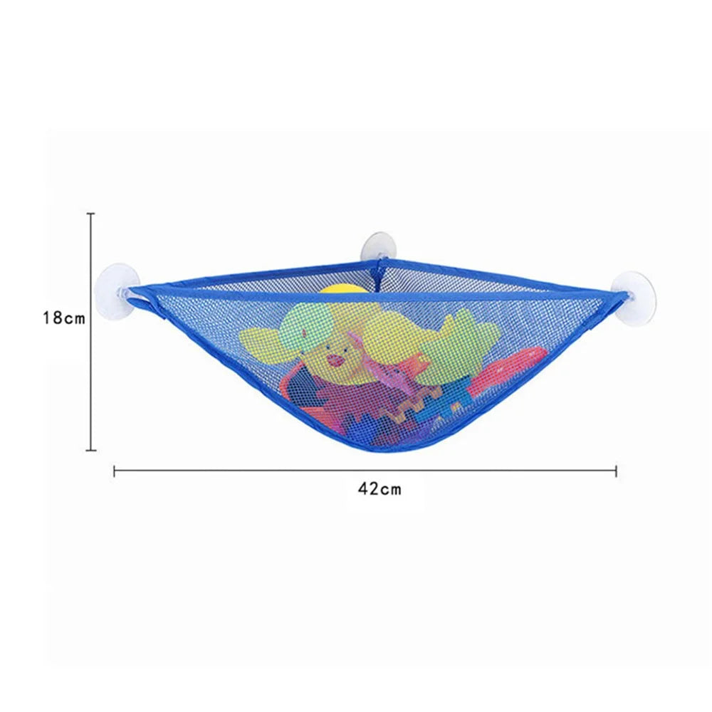 Non-woven Fabric Bath Toy Organizer with Suction Cups Wall Corner Shower Triangle Net Bag - Pink - 5