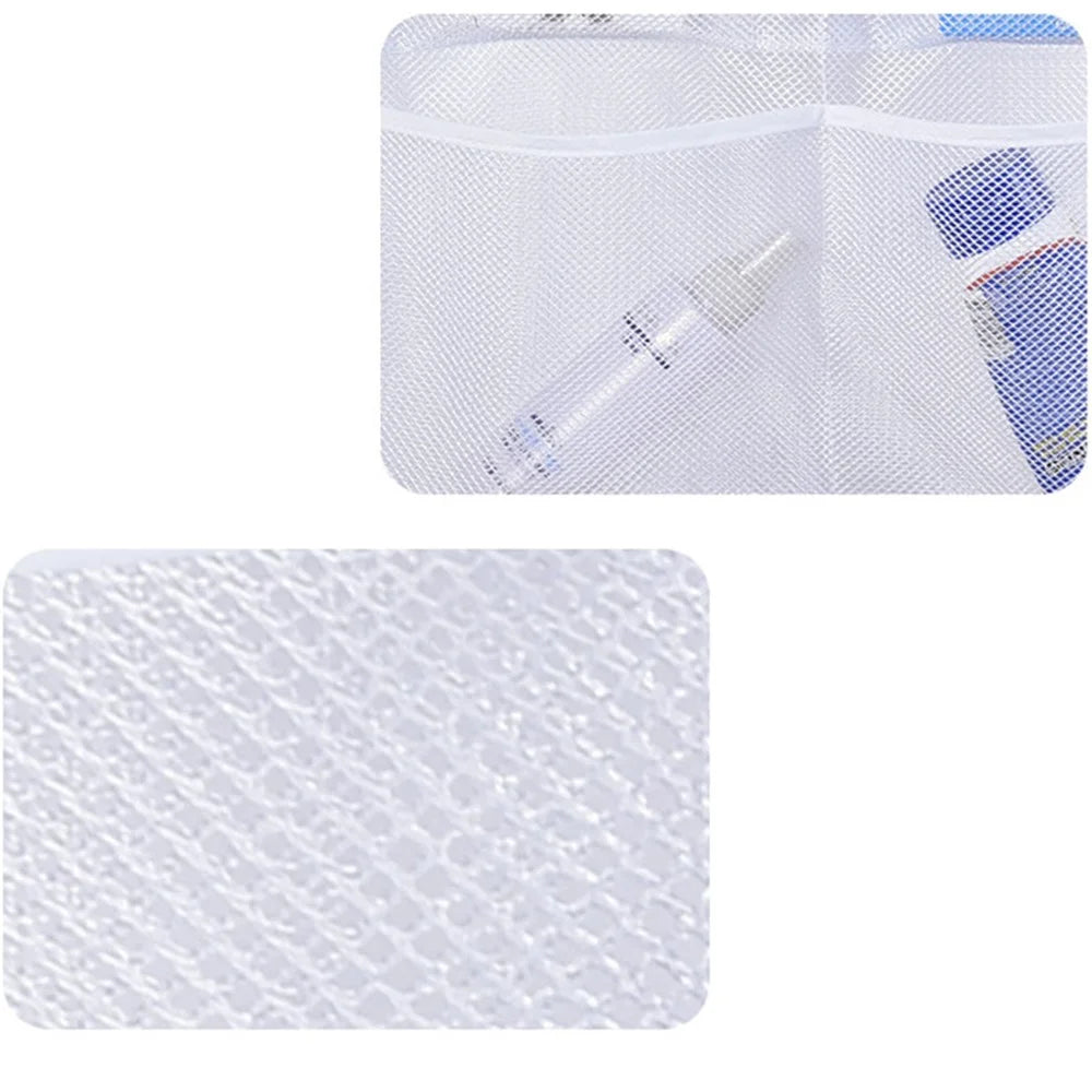 7 Grids Mesh Shower Hanging Bag Organiser Polyester Bathroom Hanging Pockets - 6