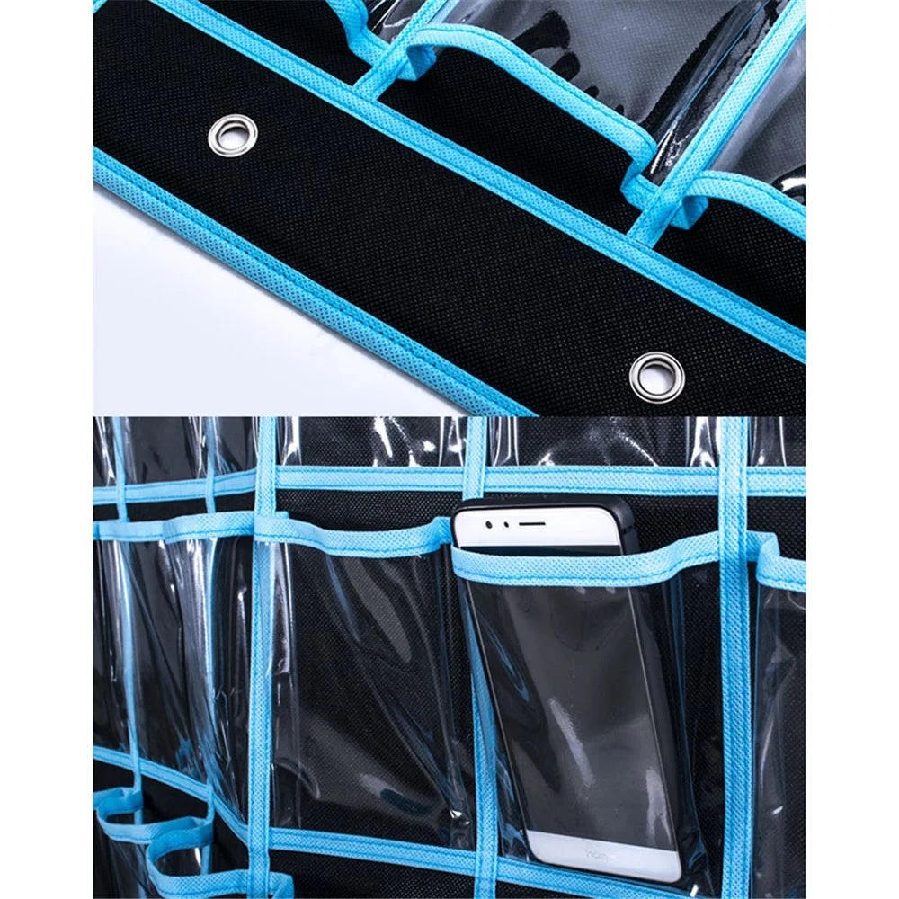 30 Pockets Mobile Phone Storage Bag Hanging Organizer Pouch Classroom Calendar Pocket Chart Calculator Holder - Black - 5