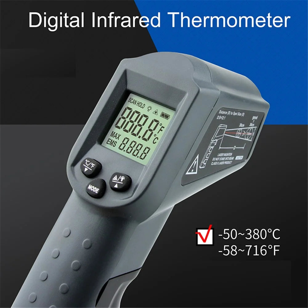 KAEMEASU KM-380AH Non-contact Industrial Infrared Thermometer Temperature Measuring Gun - 2