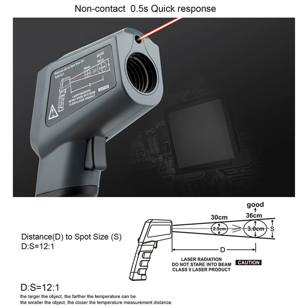 KAEMEASU KM-380AH Non-contact Industrial Infrared Thermometer Temperature Measuring Gun - 4