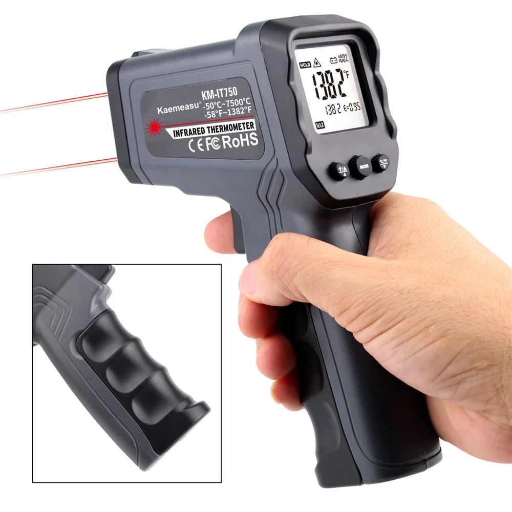 KAEMEASU KM-IT750 Digital Infrared Thermometer Double Laser Non-Contact Thermometer Gun - 5