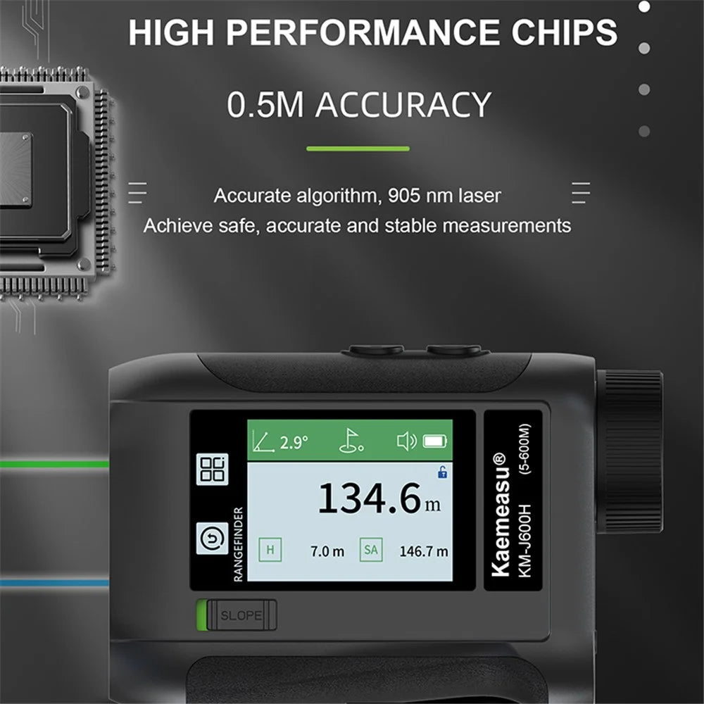 KAEMEASU KM-J600H 5-600m Outdoor Laser Golfing Range Finder Voice Broadcast Golf Rangefinder - Black - 4