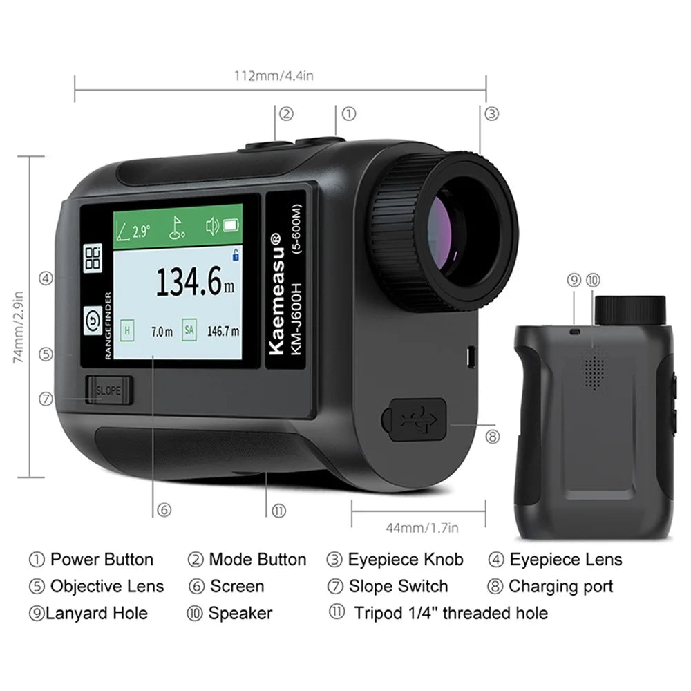 KAEMEASU KM-J800H 5-800m Golfing Range Finder Measuring Tool Voice Broadcast Golf Rangefinder Laser - Black - 5