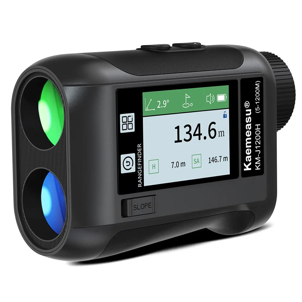 KAEMEASU KM-J1200H 5-1200m Golf Rangefinder Laser Golfing Range Finder with Voice Function, LCD Touch Screen - Black - 1