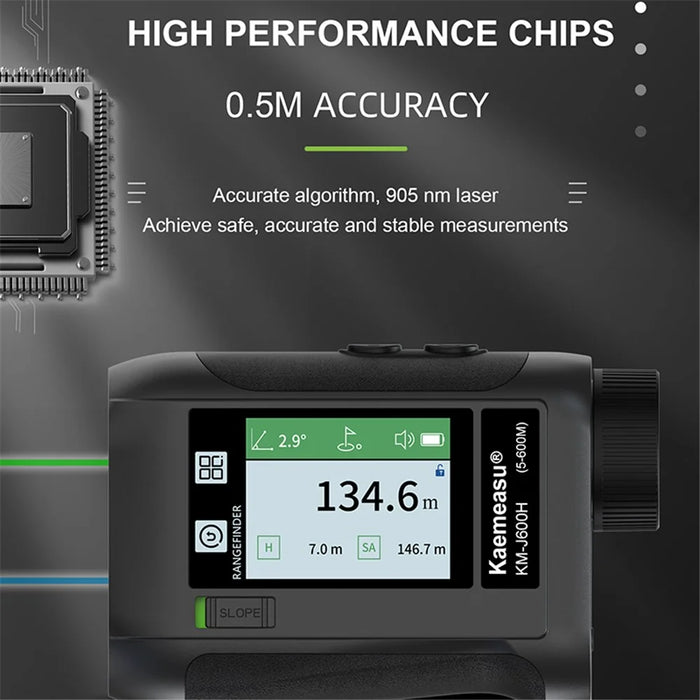 KAEMEASU KM-J1200H 5-1200m Golf Rangefinder Laser Golfing Range Finder with Voice Function, LCD Touch Screen - Black - 4
