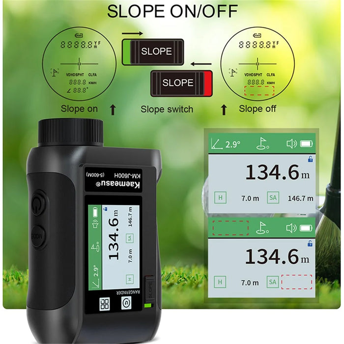 KAEMEASU KM-J1200H 5-1200m Golf Rangefinder Laser Golfing Range Finder with Voice Function, LCD Touch Screen - Black - 6