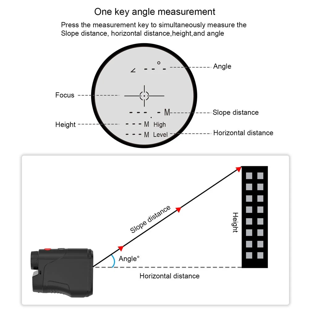 KAEMEASU KM-D1000H Golfing Range Finder 5-1000m Laser Golf Rangefinder Built-in Battery - Black - 6