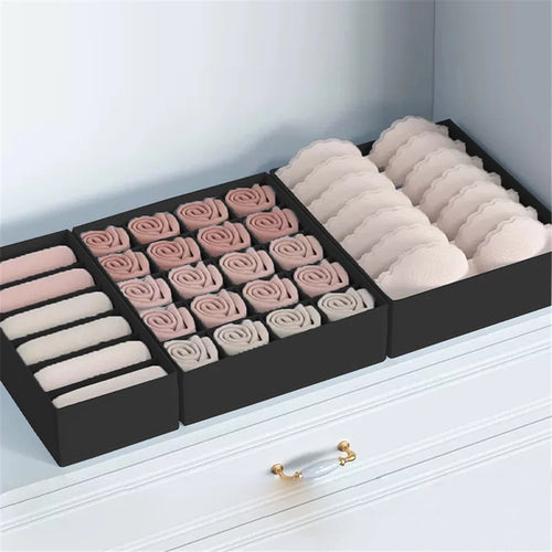3Pcs / Set Drawer-Style Household Organizer Box Morandi-Colored Bra Underwear Socks Storage Boxes without Lids - Black - 1