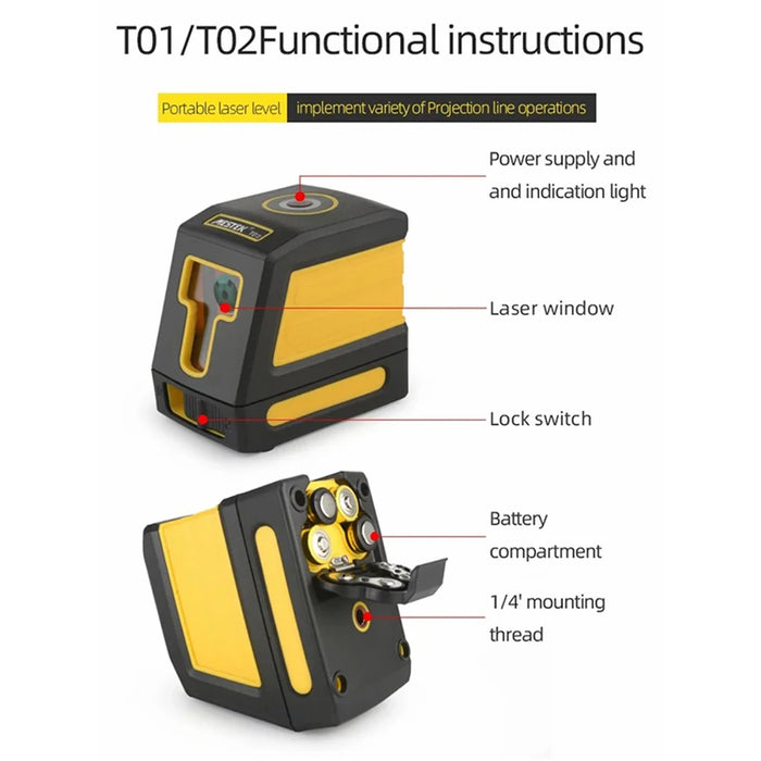 MESTEK T02 Green Laser Level Two Line Self-Leveling Horizontal And Vertical Laser Meter - 6