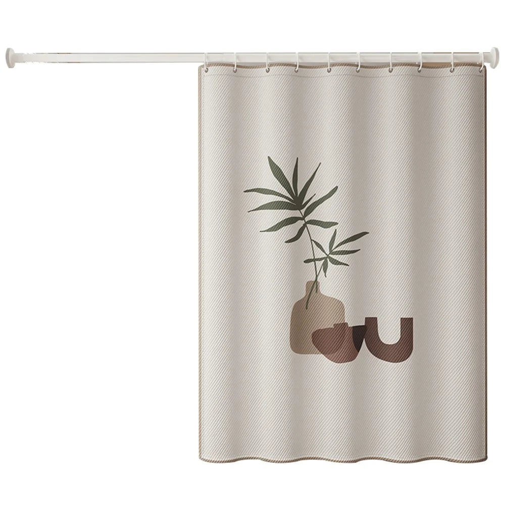 150x180cm Pattern Printed Thicken Bathroom Shower Curtain Privacy Protection Shower Curtain - Green Plant - 1