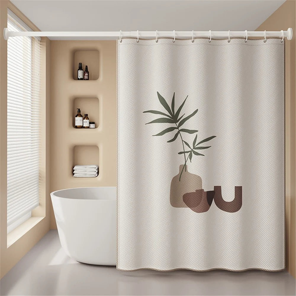 150x180cm Pattern Printed Thicken Bathroom Shower Curtain Privacy Protection Shower Curtain - Green Plant - 6