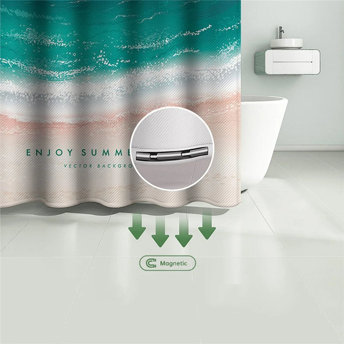 120x180cm Bathroom Shower Curtain Holiday Beach Style Pattern Shower Liner with Hooks - HT008 - 5