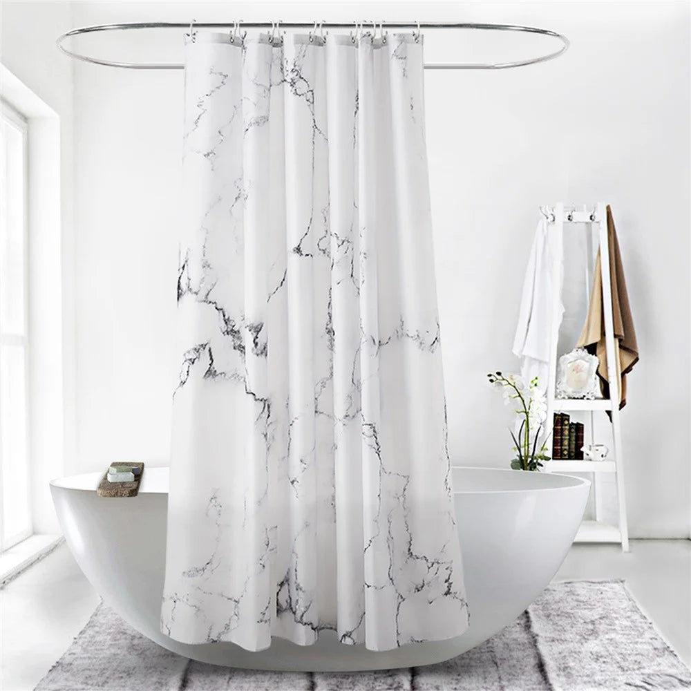 120x180cm Shower Curtain Marble Print Pattern Mildew Resistant Curtain - YL230408-C1 - 7