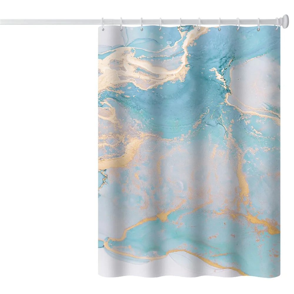 120x180cm 3D Marble Bathroom Shower Curtain Waterproof Fabric Shower Liner with Hooks - LSDLS001 - 1