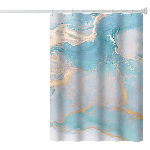 120x180cm 3D Marble Bathroom Shower Curtain Waterproof Fabric Shower Liner with Hooks - LSDLS001 - 1