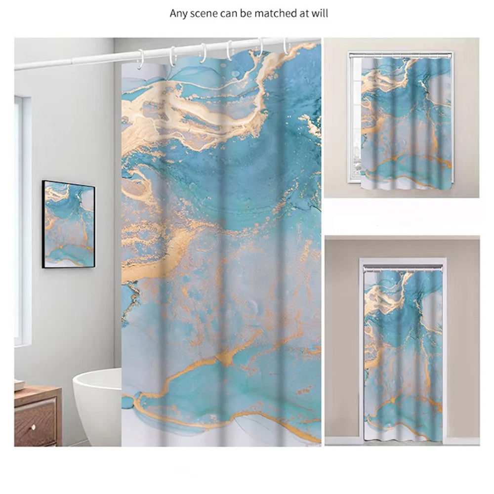 120x180cm 3D Marble Bathroom Shower Curtain Waterproof Fabric Shower Liner with Hooks - LSDLS001 - 6