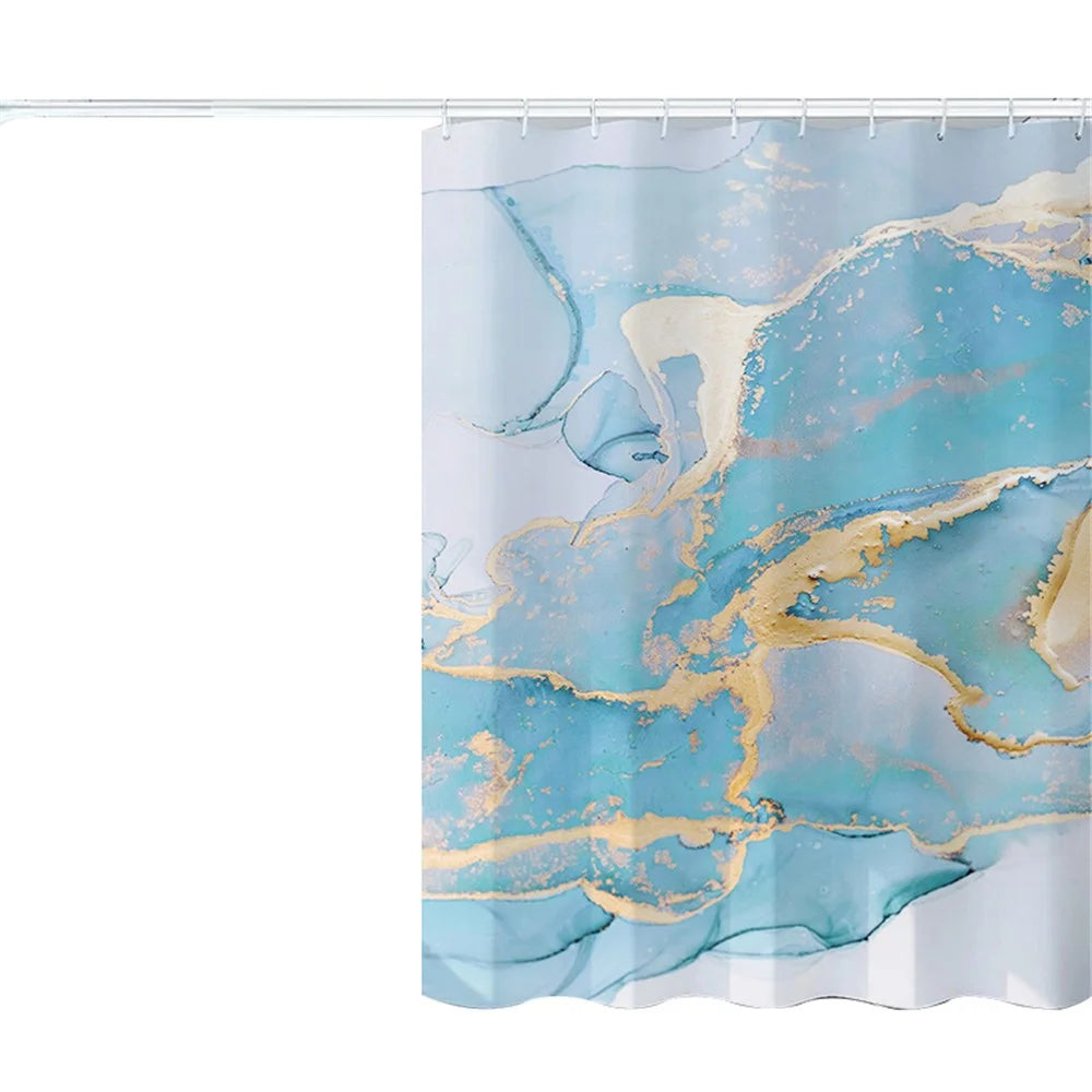 150x180cm Shower Curtain Decor 3D Marble Fabric Standard Tub Curtains Sets Light Penetration - LSDLS002 - 1