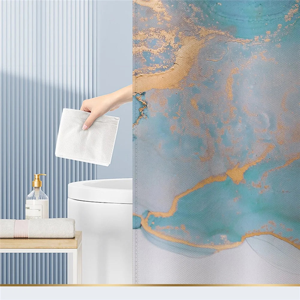 150x180cm Shower Curtain Decor 3D Marble Fabric Standard Tub Curtains Sets Light Penetration - LSDLS002 - 3