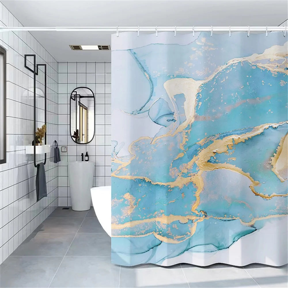 150x180cm Shower Curtain Decor 3D Marble Fabric Standard Tub Curtains Sets Light Penetration - LSDLS002 - 7