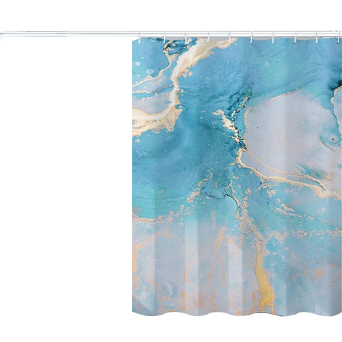 180x200cm Shower Curtain Set with Hooks 3D Marble Fabric Shower Liner Bottom Magnets - LSDLS003 - 1