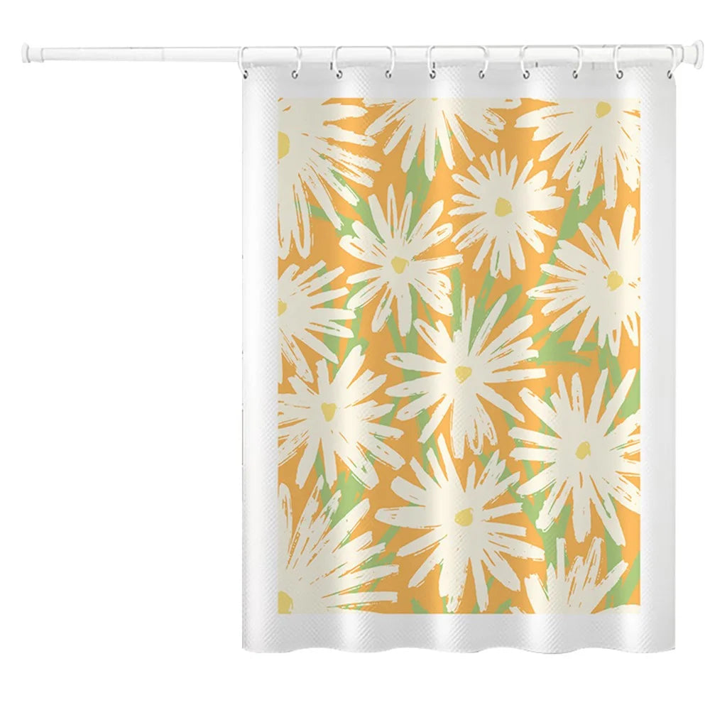 120x180cm Shower Curtain Plant Pattern Mildew-proof Polyester Fabric Curtain - BO007 - 1