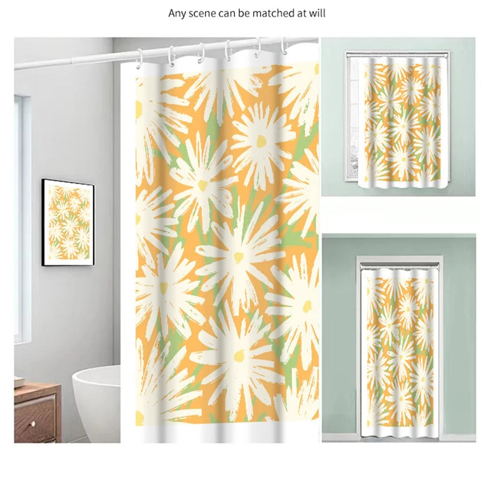 120x180cm Shower Curtain Plant Pattern Mildew-proof Polyester Fabric Curtain - BO007 - 6