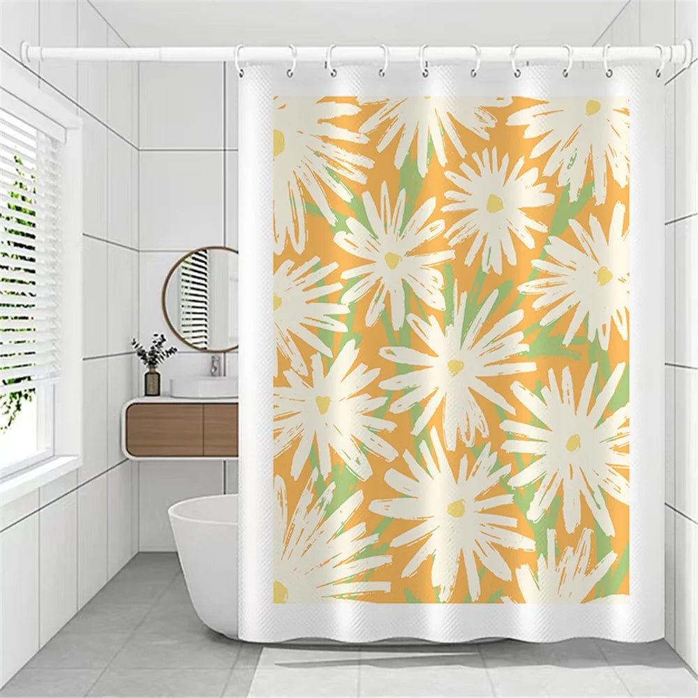 120x180cm Shower Curtain Plant Pattern Mildew-proof Polyester Fabric Curtain - BO007 - 7