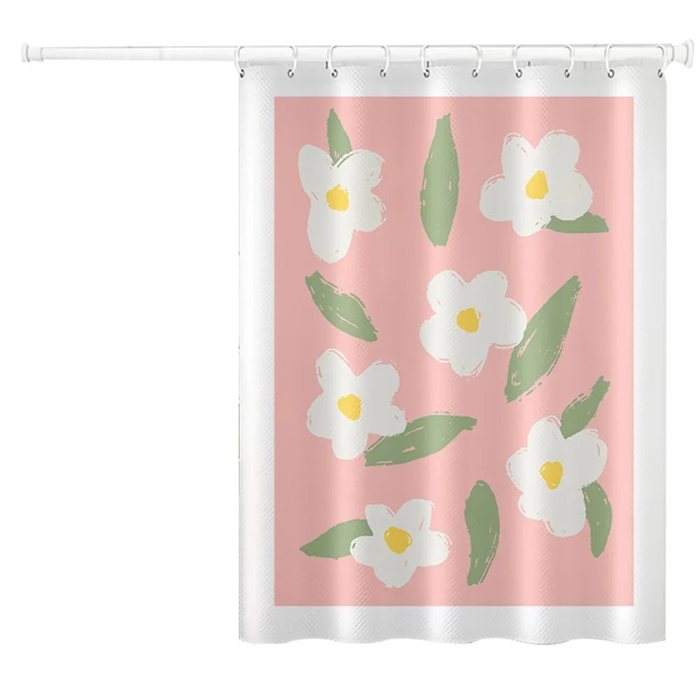 150x180cm Shower Curtain Plant Pattern Polyester Waterproof Curtain - BO001 - 1
