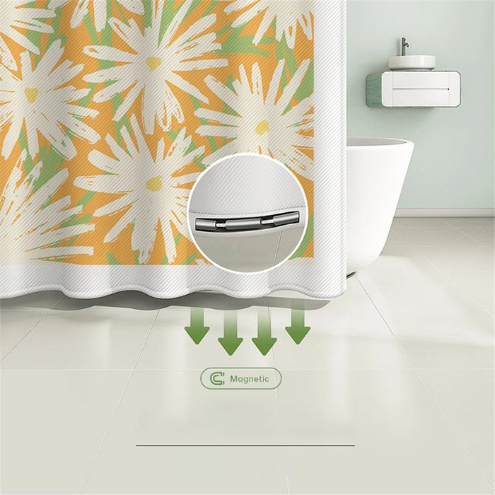 150x180cm Shower Curtain Plant Pattern Polyester Waterproof Curtain - BO001 - 4