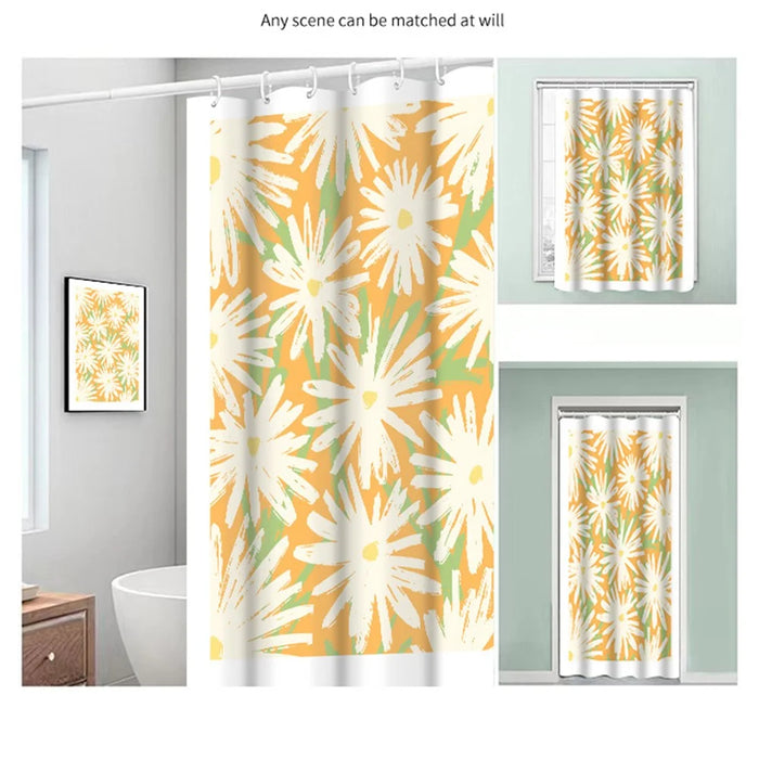 150x180cm Shower Curtain Plant Pattern Polyester Waterproof Curtain - BO001 - 6