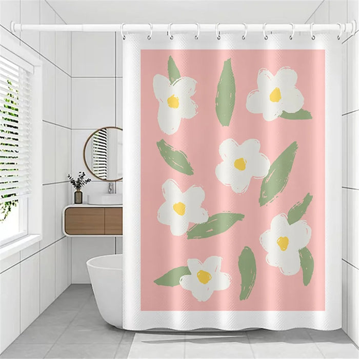 150x180cm Shower Curtain Plant Pattern Polyester Waterproof Curtain - BO001 - 7