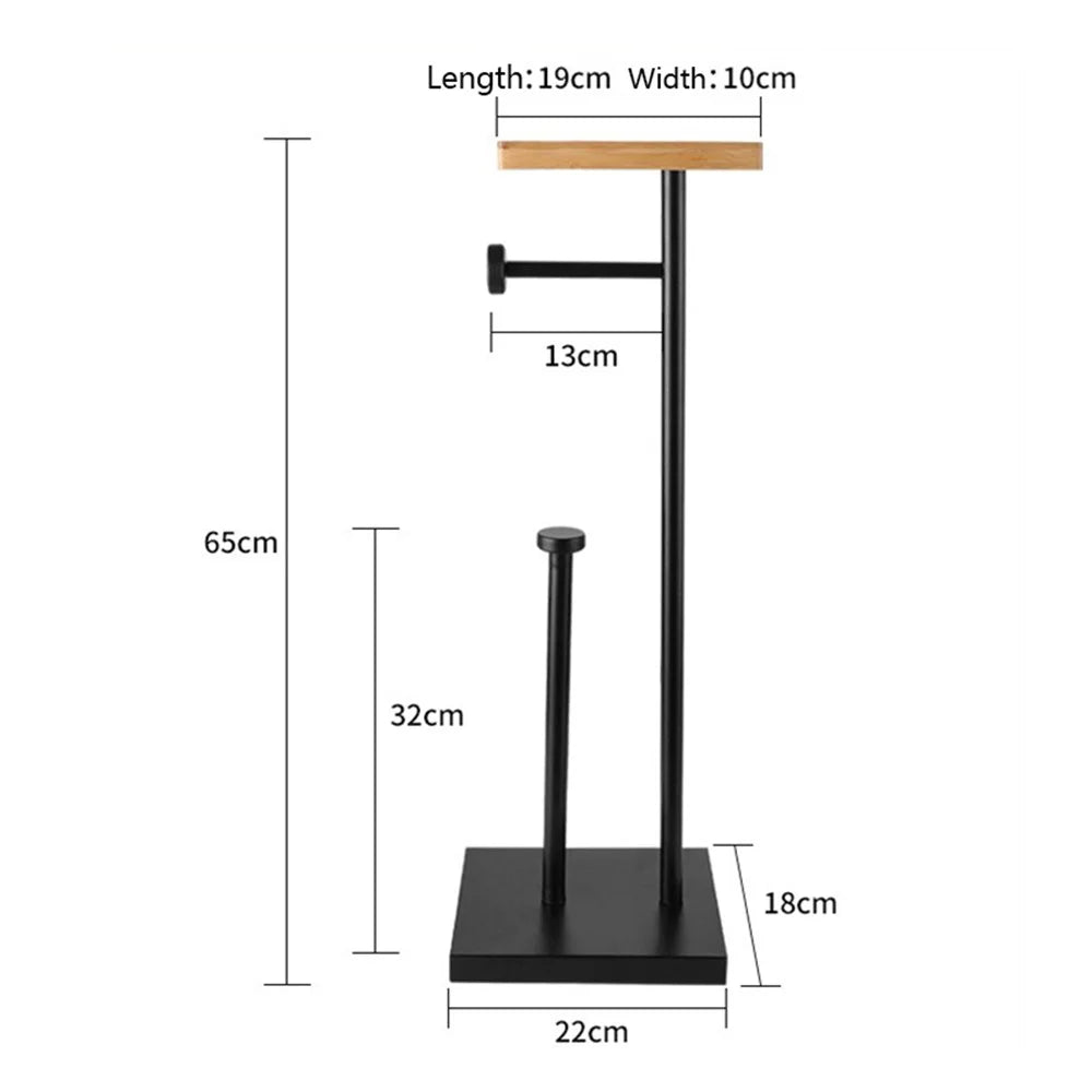 001-LDZJ01 Stainless Steel + Wood Dual Rod Bathroom Tissue Roll Holder Phone Storage Shelf - 7