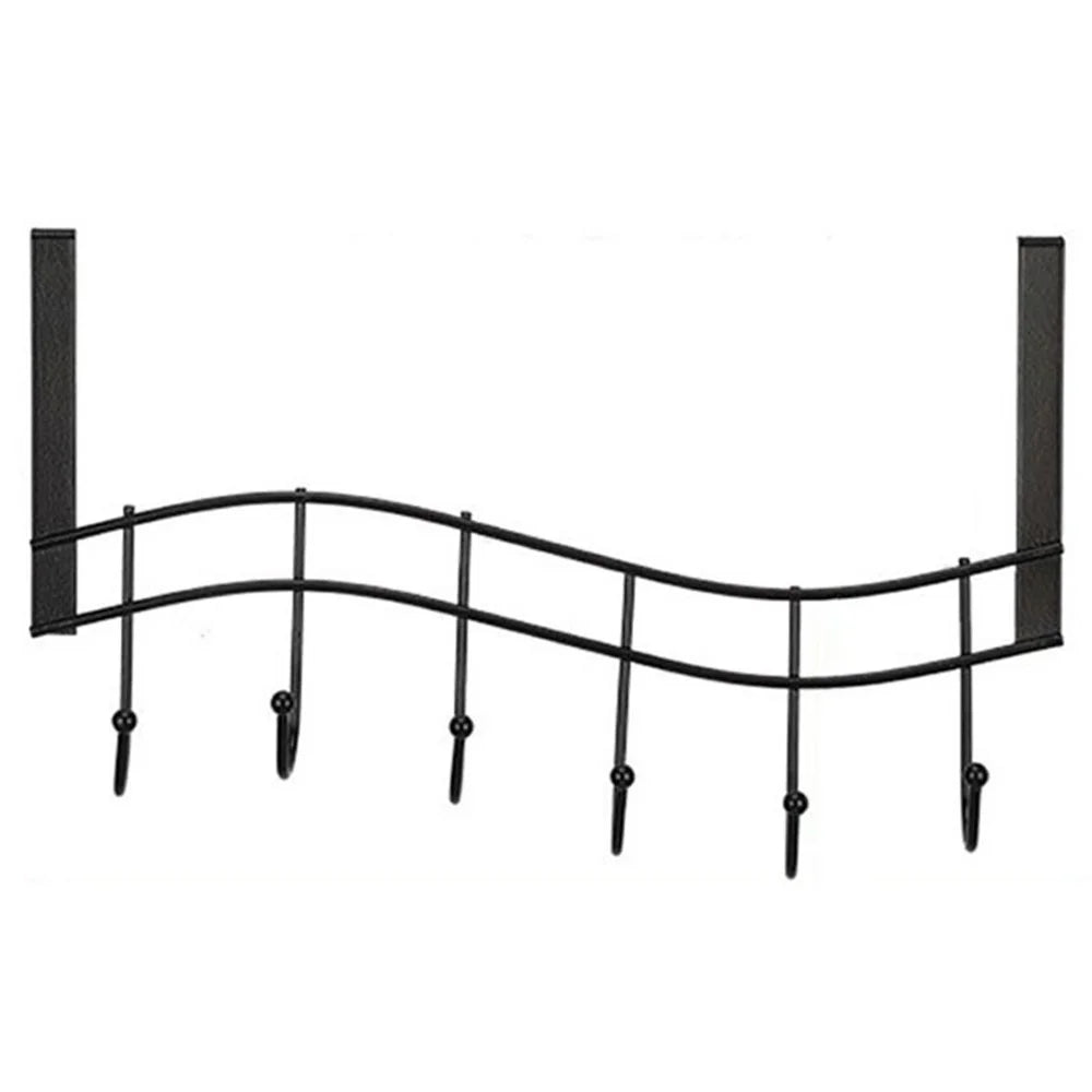 001-ZJ-H009 Over The Door Hooks Note Shape Metal 6 Door Hanger Towel Racks for Bathroom - 1