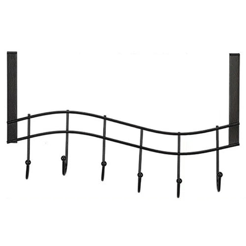 001-ZJ-H009 Over The Door Hooks Note Shape Metal 6 Door Hanger Towel Racks for Bathroom - 1