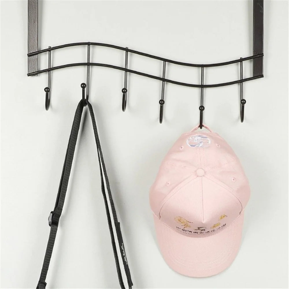 001-ZJ-H009 Over The Door Hooks Note Shape Metal 6 Door Hanger Towel Racks for Bathroom - 2