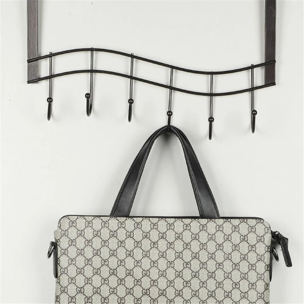 001-ZJ-H009 Over The Door Hooks Note Shape Metal 6 Door Hanger Towel Racks for Bathroom - 3