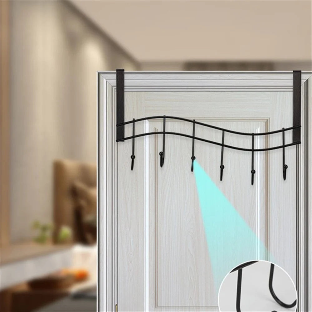 001-ZJ-H009 Over The Door Hooks Note Shape Metal 6 Door Hanger Towel Racks for Bathroom - 4