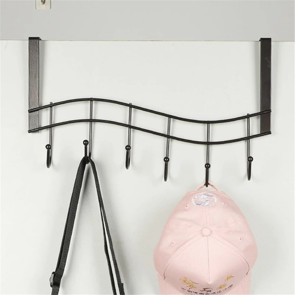 001-ZJ-H009 Over The Door Hooks Note Shape Metal 6 Door Hanger Towel Racks for Bathroom - 5