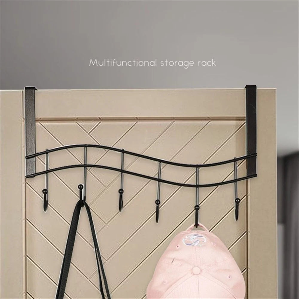 001-ZJ-H009 Over The Door Hooks Note Shape Metal 6 Door Hanger Towel Racks for Bathroom - 6