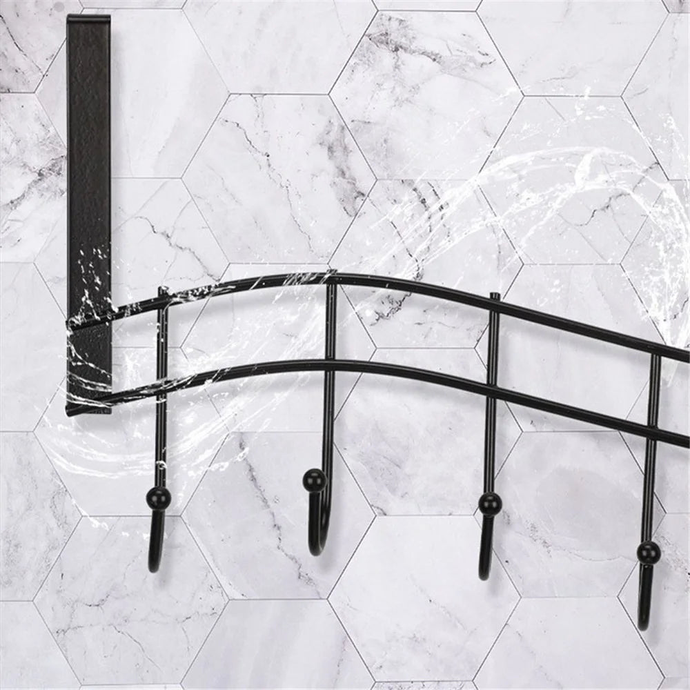 001-ZJ-H009 Over The Door Hooks Note Shape Metal 6 Door Hanger Towel Racks for Bathroom - 7