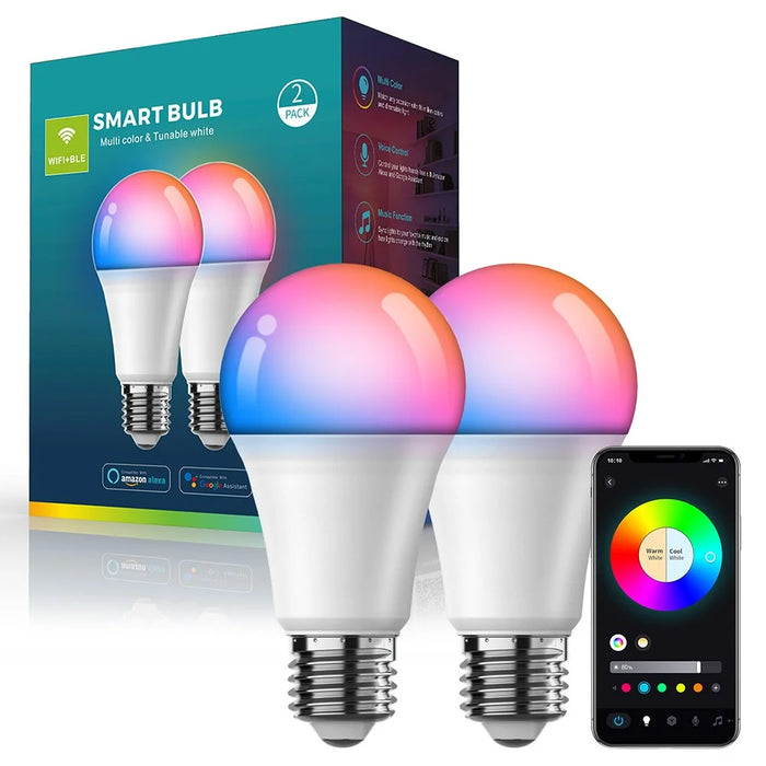 ZJ-BWBL1H-RGBWW-2P 2PCS Voice 220V LED Bulbs WiFi Bluetooth-compatible 2.4G 10W Smart Lamp Bulbs - 1