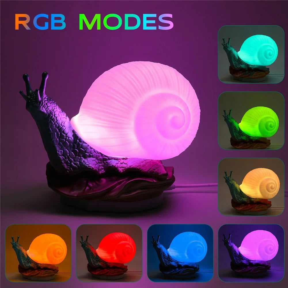 WN1089 RGB Color Changing Snail Night Light Dimmable Breastfeeding Bedside Lamp - 2