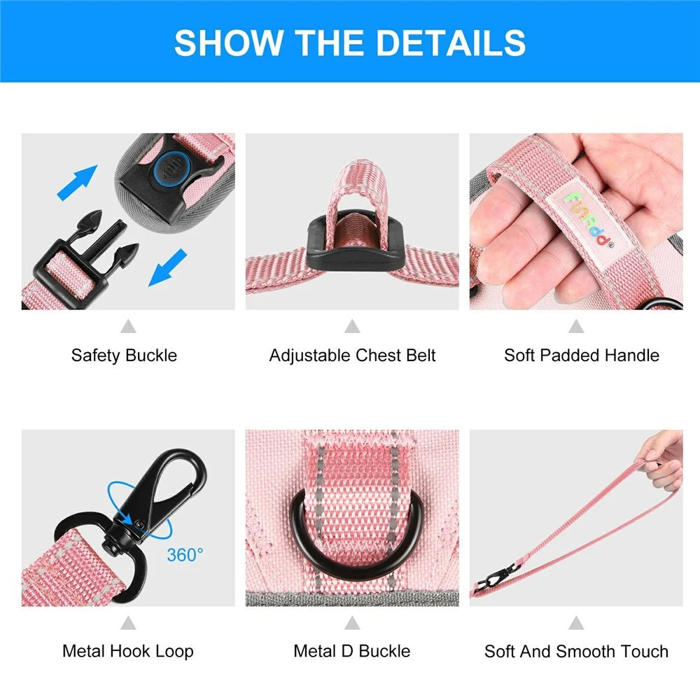 FUNADD FA3001 Dog Vest Leash Pet Traction Rope Dog Training Walking Lead Leash - Pink - 3