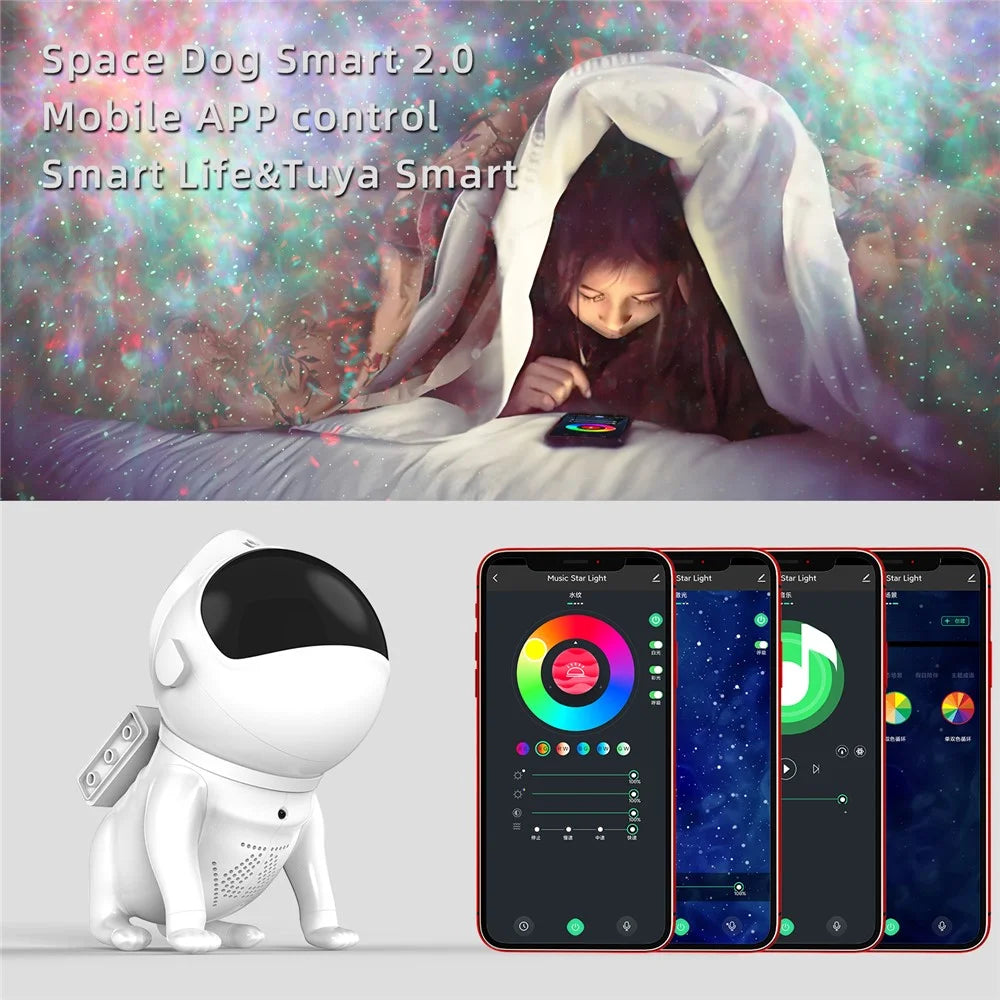 BL-TKG Space Dog Starry Sky Projector Projection Night Light Bluetooth-compatible Speaker (USB Powered) - 4