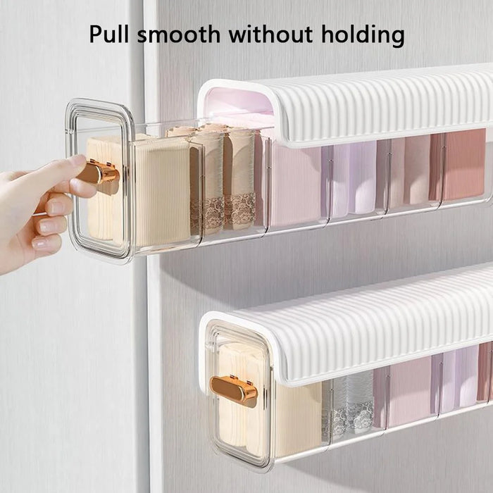 Underwear Wall Mount Drawer Plastic Organizer Bin Self-Adhesive Hanging Storage Box for Socks - Blackish Green - 3